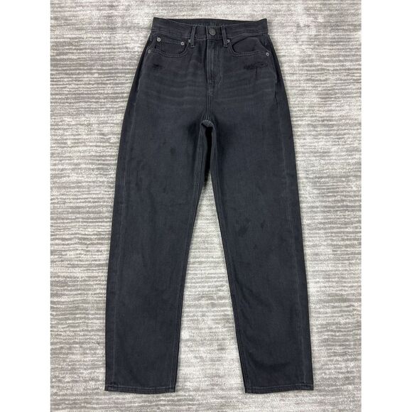 American Eagle Jeans Womens 2 Black Highest Rise Boyfriend Mom 90s‎ Y2K - Picture 1 of 14